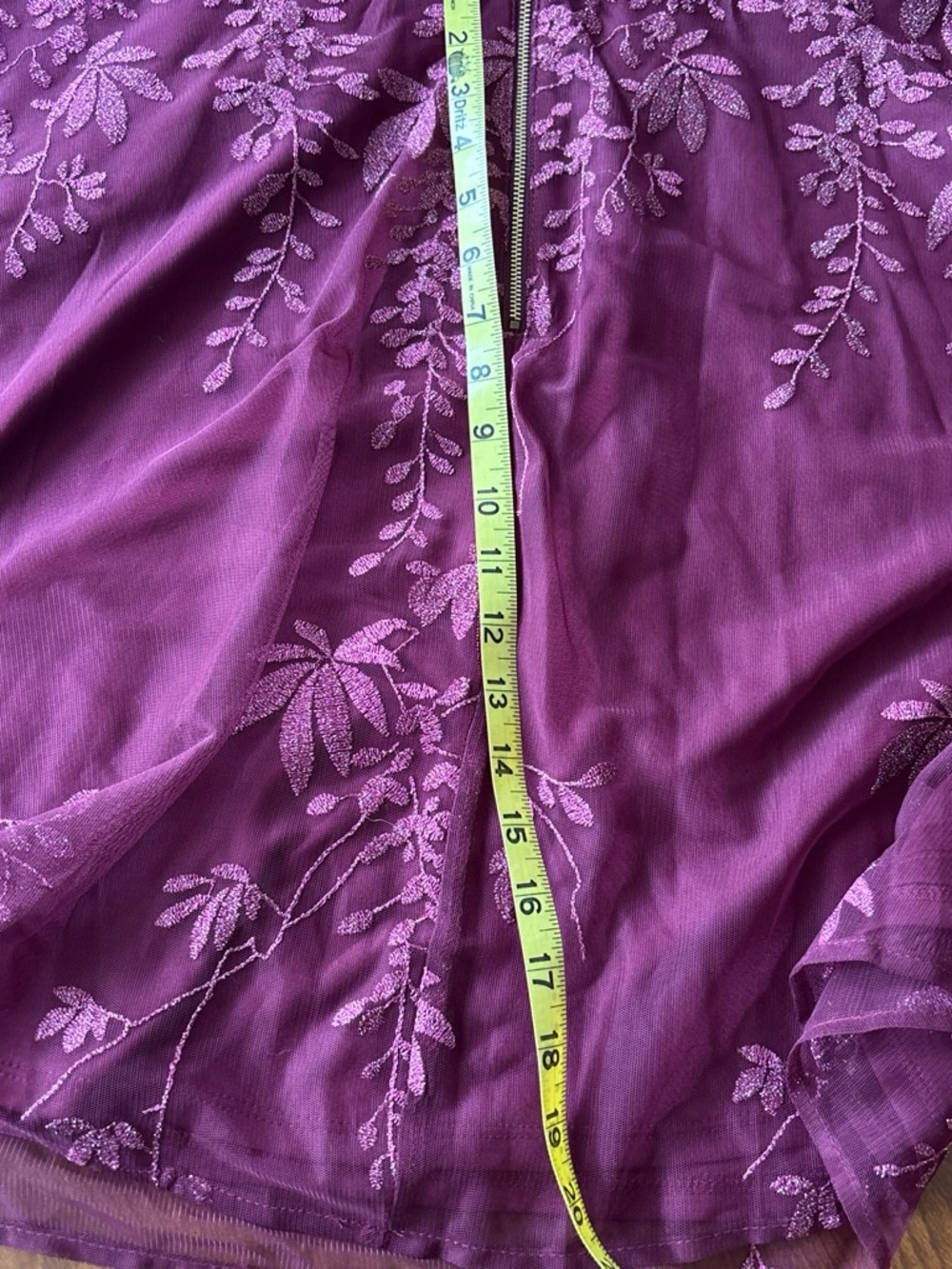 Burgundy Embroidered lace Sleeveless Dress in Rich Berry with Gold Zipper - Picture 7 of 9